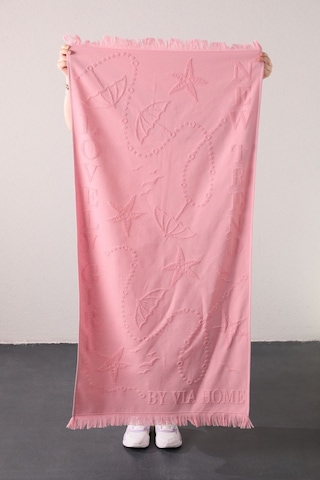 Favora Trend %100 Pamuk Kabartmalı Plaj Havlusu - Pembe