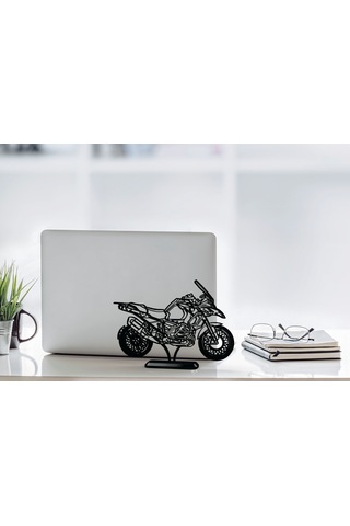 3d Yazıcı Üretimi Macera Motosikleti Masa Dekoru 20cm Siyah