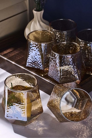 Perotti Harris Amber 320 Ml 6'lı Cam Bardak 16675 Karışık Renkli