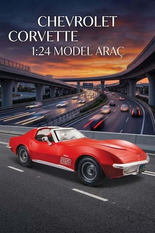 Maisto Lisanslı Metal 1970 Corvette 1:24 Ölçekli Kaputu Ve Kapısı Açılabilir Oyuncak Model Araba Kırmızı