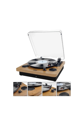 Midex MTX-256 Şarjlı Bluetooth Aux Hoparlörlü Nostaljik Pikap Plak Çalar