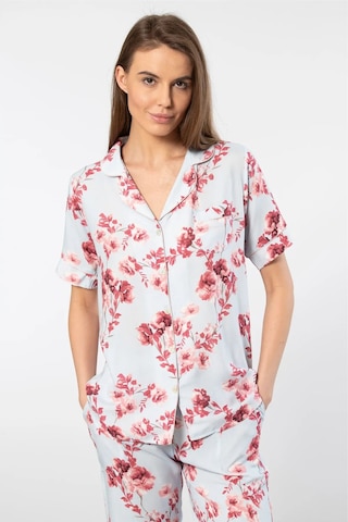 Türen 3604 Kadın Kısa Kollu Dokuma Gömlek Pijama Takımı-mavi Mavi