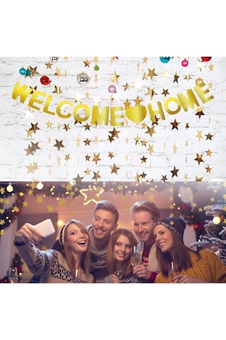 Gold Altın Asmalı Yıldız Tavan Süsleri Ipli Sarkıt Ramazan Süsü