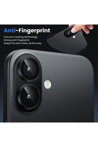 Apple Uyumlu iPhone 16 Plus Raze Metal Kamera Lens Koruyucu Siyah