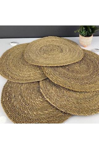 Supla Hasır Jüt Supla 6'lı Set Amerikan Servis Hasır Supla 35 Cm Açık Kahve
