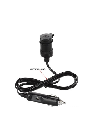 Wezone 12v 6a 2 Metre Kablolu Sigara Çıkarıcı Soketi, Siyah 20 Awg Güç Uzantı Kablosu