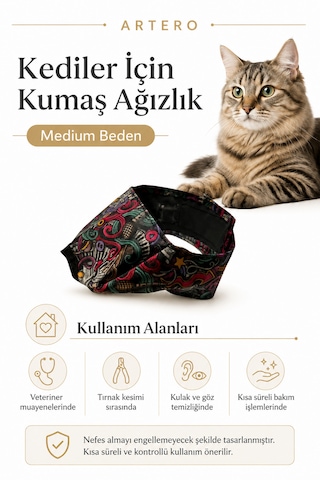 Artero Kediler İçin Kumaş Ağızlık Medium Beden