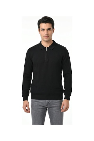 Foterman Erkek Spor Polo Yaka Mevsimlik Kazak Bgl-st05443 Siyah