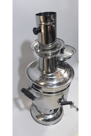 Sözenler Krom Odunlu Kömürlü 4.5 L Piknik Semaver + Özlem 1250 ML Demlik