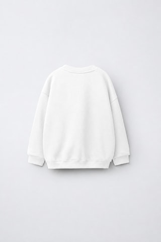 Fasardi Manifest Girls M6nifestgirls Baskılı Oversize Şardonsuz Uzun Kollu Kız Çocuk Sweatshirt Ekru