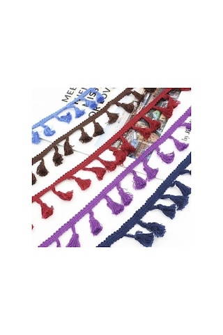 Flybuy 25 Metre 4.5 Cm Pamuklu Süpürge Dantel Kurdele, Etnik Püskül, Dıy Perde, Ev Dekoru, Giyim Aksesuarı, Kırmızı Renk