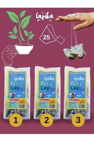 3'lü Set Avantajlı Yeşil Çay Seti Hatmi Çiçeği&bergamot- 3 25'li Pla Piramit Poşet, Doğal İçerikli Kaynağı