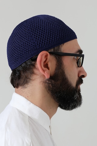 Örme Esnek Orlon Namaz Takke - Lacivert - Smz