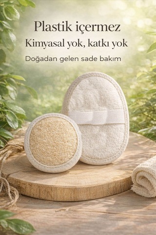 Mini Doğal Bakım Seti - Yüz Kesesi + Vücut Kesesi - Arındırıcı Peeling & Gözenek Sıkılaştırıcı 2'li Set