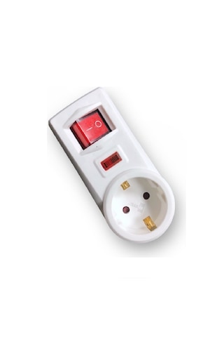 Tekli Akım Korumalı Priz Anahtarlı 3500w Beyaz Topraklı Priz