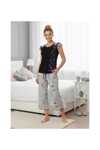 Meks Berrak Bayan Kapri Pijama Takım 5131 - 22 - Renk: Kırmızı / Beden: S AÇIK GRİ