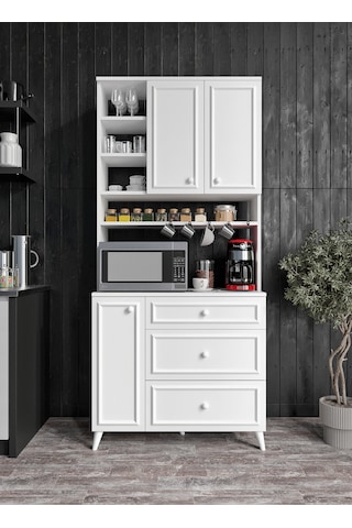 Stella Country Kahve Köşesi Beyaz-meşe 90cm, Erzak Dolabı, Kiler