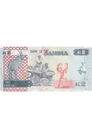Zambiya, 2 Kwacha 2018 Çil Eski Yabancı Banknot