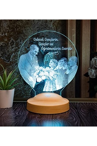 Temalı Hediyelik Ürünler Atatürk Izindeyiz Gecelambası 3d Led Lamba Atam Izindeyiz Sloganı Ofis Ve Işyeri Hediyes Çok Renkli