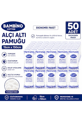 Bambino Alçı Altı Pamuğu 15 Cm 150 Cm 50 Adet