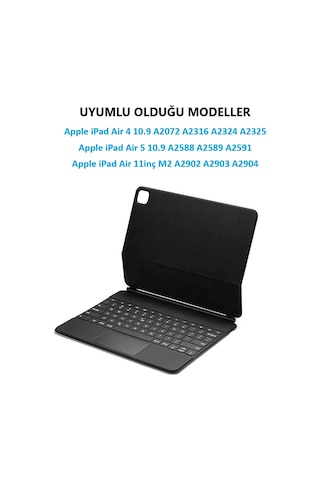 Apple Uyumlu iPad Air 11inç Air 4/5/6 10.9inç Klavyeli Kılıf Magic Keyboard Touchpad Aydınlatmalı Klavye Kılıf