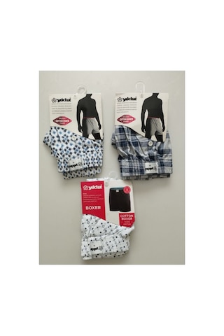 Kit İç Giyim Yıldız 3'lü Pamuklu Erkek Boxer Çok Renkli