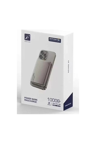 Pw560 10.000 Mah Dijital Göstergeli 20w Type-c Ve 15w Kablosuz Şarj Pd Hızlı Şarj Magsafe Powerbank - Titanyum Renkli