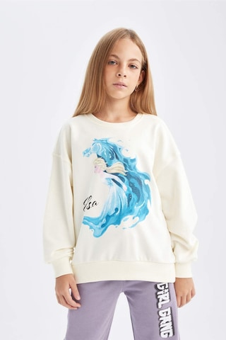 DeFacto Kız Çocuk Ekru Frozen Relax Fit Bisiklet Yaka Sweatshirt D1119A824AUER99 Ekru
