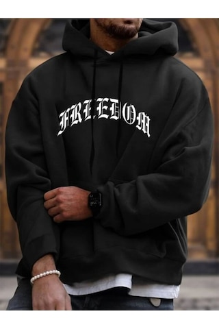 Altamira Unisex Freedom Baskılı Oversize Kapüşonlu Sweatshirt 001