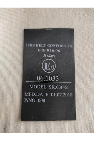 Araç Emniyet Kemeri E Sertifika Etiketi 2 Adet