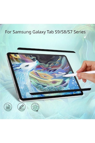 Samsung Galaxy Tab S9 Fe 10.9 Inç Uyumlu Ekran Koruyucu Magnetic Mıknatıslı Kağıt Hissiyatlı
