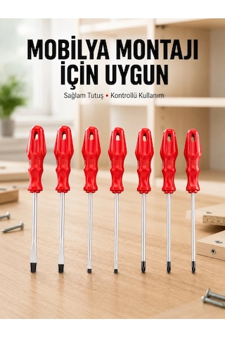 Znv Zenvia Mey İthalat Çeşitli Vidalama İşleri İçin 7li Tornavida Takımı Znv2025 Cmn 56748794