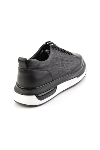 Bambi Siyah Baskılı Hakiki Deri Erkek Sneaker E01811038003 Siyah