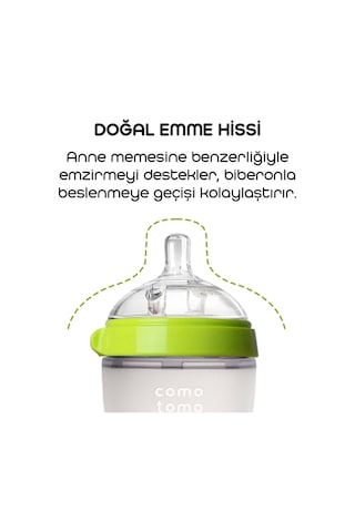 Comotomo Antikolik Silikon Biberon 250 Ml 3-6 Ay Yeşil