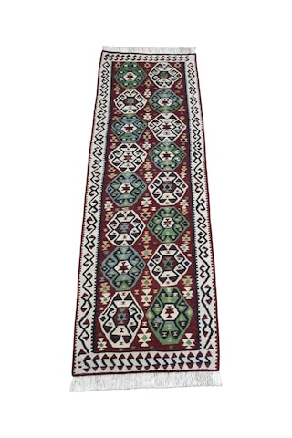 Zehra Abla Halı El Dokuma Otantik Doğu Anadolu Van Mini Yolluk Yün Kilim 7159 Çok Renkli