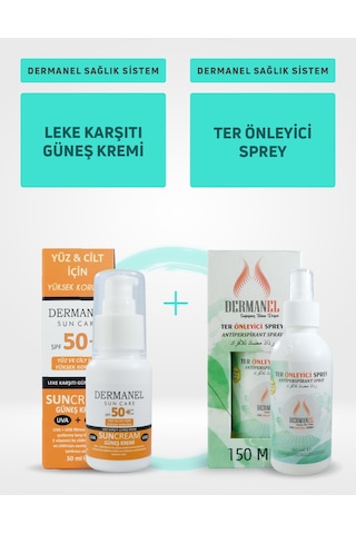 Dermanel Leke Karşıtı Güneş Kremi 50 ML + Dermanel Ter Önleyici Sprey 150 ML