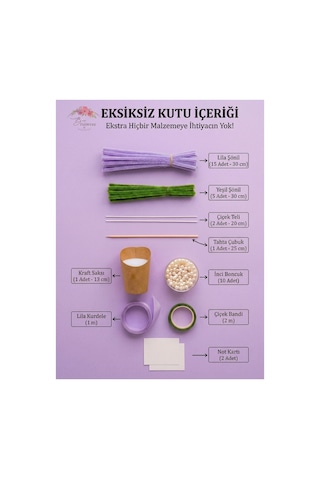 Lila Şönil Papatya Yapım Kiti Şönil Hobi Seti - Yaratıcı Hobi Ve Kendin Yap Seti