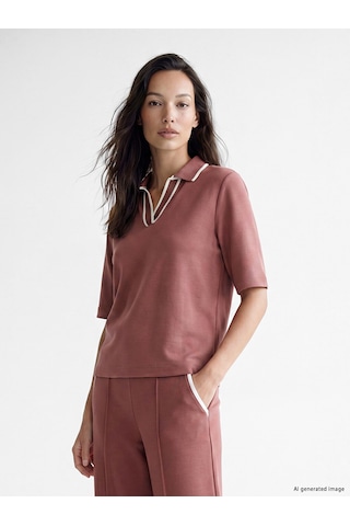 Lcw Everyday Pembe Polo Yaka Soft Touch Kadın Tişört
