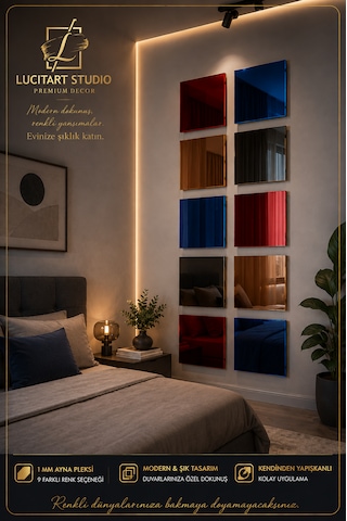 10 Adet 1mm Dekoratif Kare Siyah Pleksi - 10x10, 15x15, 20x20, 25x25, 30x30, 35x35, 40x40 Cm Kendinden Yapışkanlı Duvar Dekorasyonu Ürünü Pleksi Ayna Beklentisiyle Almayınız