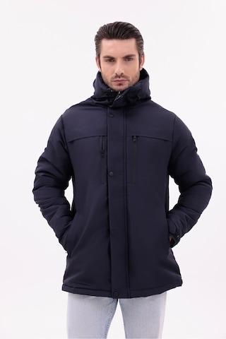 Blayn Jeans Erkek Polarlı Kürklü Su Ve Rüzgar Geçirmez Kapüşonlu Kışlık Mont & Kaban & Parka Lacivert