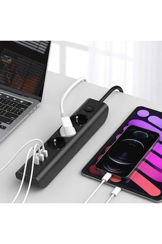 Termal Akım Korumalı 3'lü Priz, Çoklu Priz, Çocuk Korumalı Ve Isıya Dayanıklı Yapı, 3x Priz Girişi, 3x Usb Gi 0