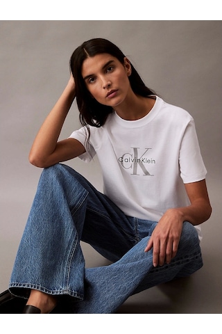 Calvin Klein Hr Ss Clssc Mnlg Cnc Kadın Beyaz T-shirt Lv047b865g-yaa Beyaz