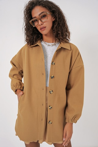 Bigdart 0674 Cepli Oversize Gömlek - Hardal HARDAL