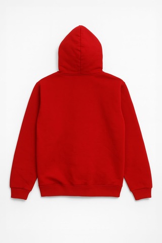 Markapia Erkek Kapüşonlu Cepli İçi Polarlı Parçalı Sweatshirt Kırmızı