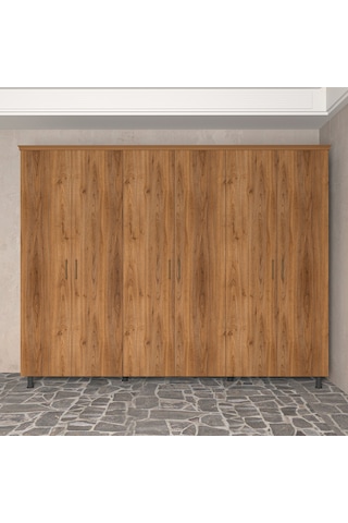 Soft Wood 6 Kapaklı Masif Ahşap Gardırop Ceviz
