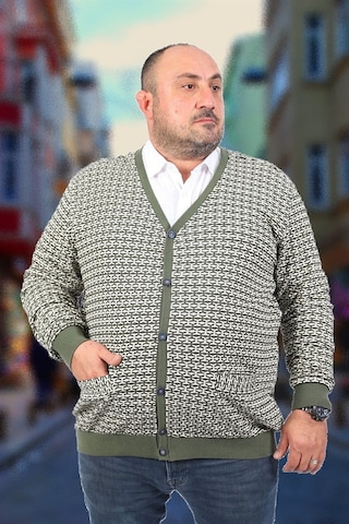 Mocgrande Büyük Beden Düğmeli Hırka 22801 Hakı Haki