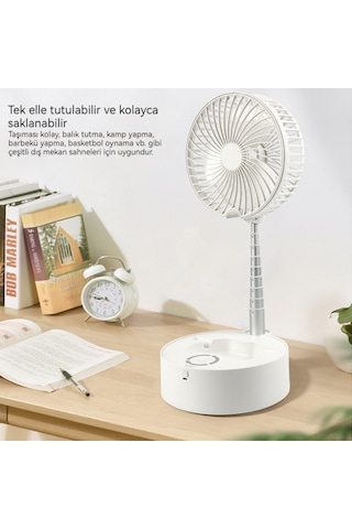 Airron Eternal Luck Katlanabilir Geri Çekilebilir Fan Usb Şarj Taşınabilir Beyaz