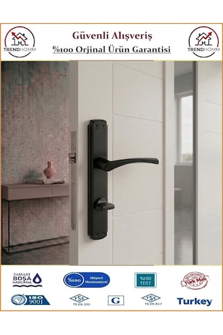 Grossavm Bravo Aynalı Wc Banyo Kapı Kolu - Mat Siyah - Wc Sağ
