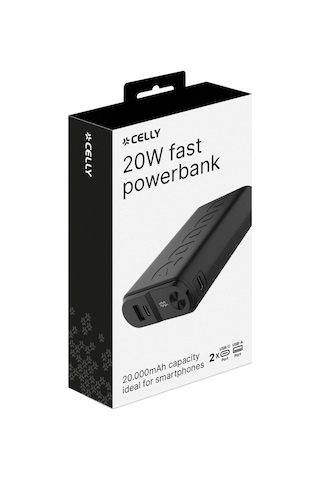 Powerbank Pd 20w 2usb-c 1usb-a 20.000 Mah, Ultra Kompakt Ve Hafif Tasarım,led Ekran, Renk : Siyah