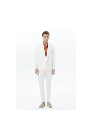 Kip Ekru Düz Slim Fit Takım Elbise Ekru